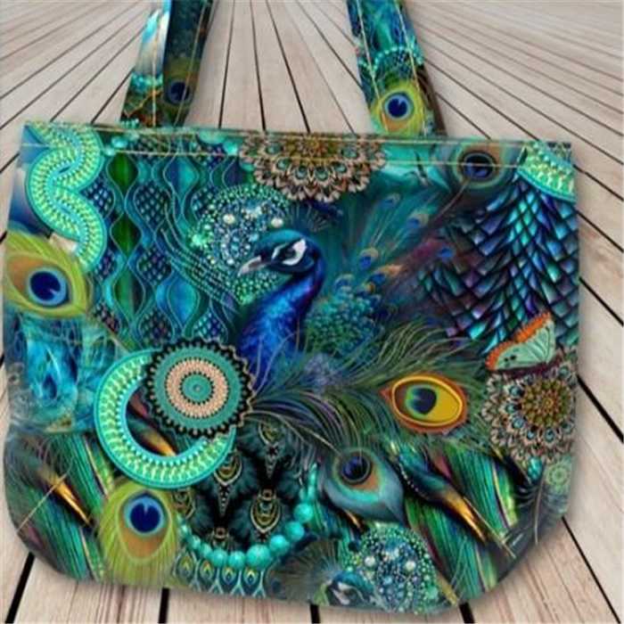 Canvas Peacock (panneau pour créer un sac réversible)