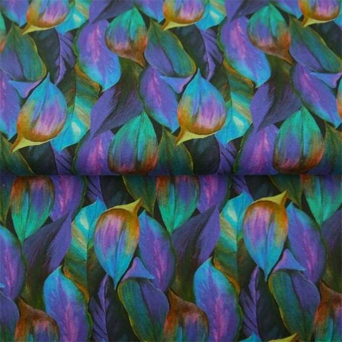 Jersey de coton Painted Autumn Leaves Jersey de coton Painted Autumn Leaves