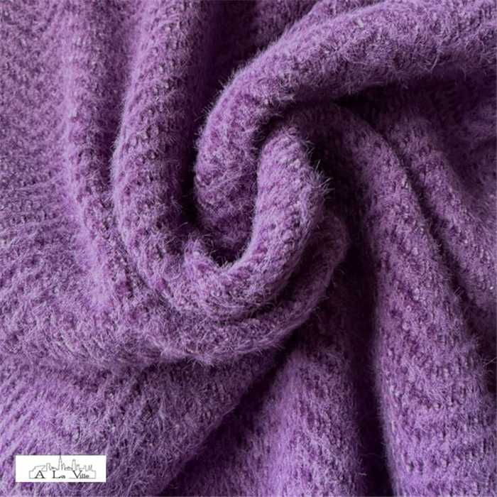 Tissu tricot chevrons Mauve glycine Tissu tricot chevrons Mauve glycine