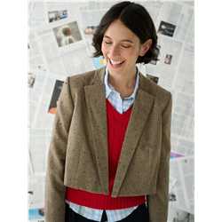 Tweed chevrons marron et strass