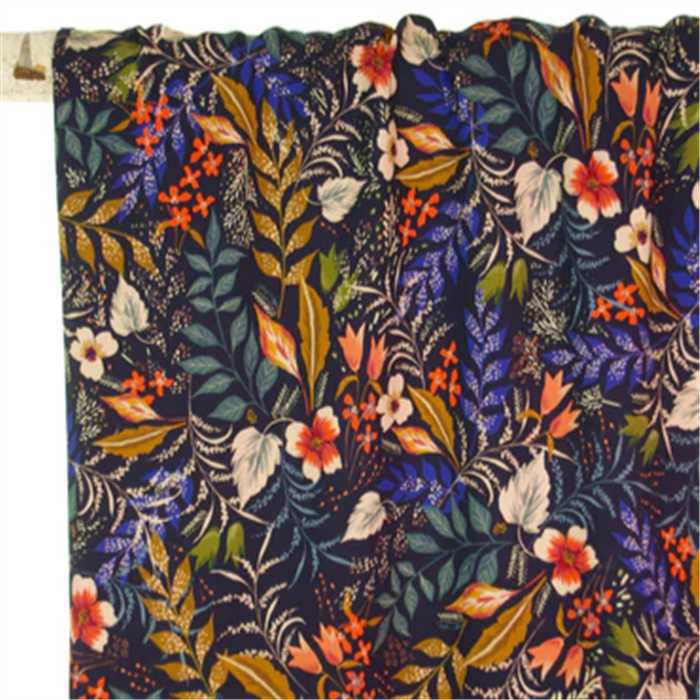 Viscose Blue Autumn print - Coupon de 75 cm Viscose Blue Autumn print - Coupon de 75 cm