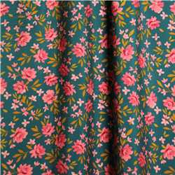 Viscose texturée Green little flowers
