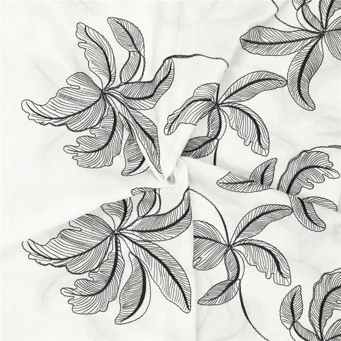 Voile de coton brodé Tropica Black Voile de coton brodé Tropica Black